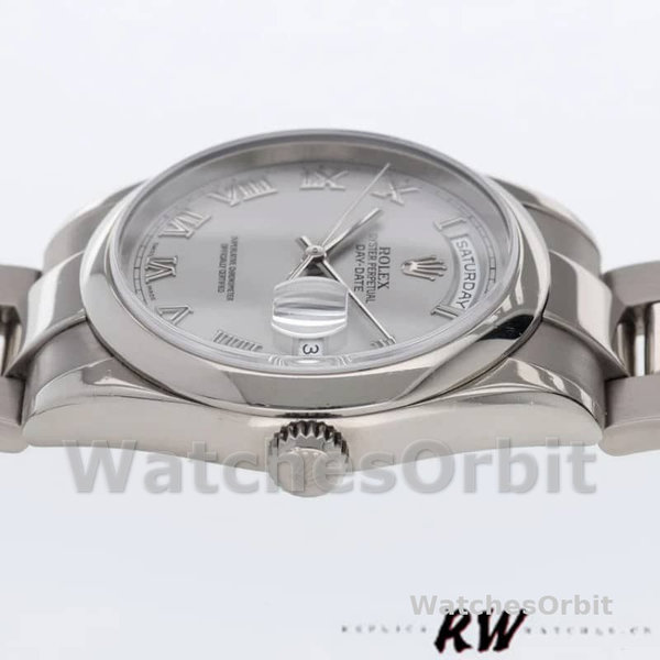 Rolex Day-Date 118209 Silver Roman Numerals Dial Automatic 36mm Unisex Replica Watch