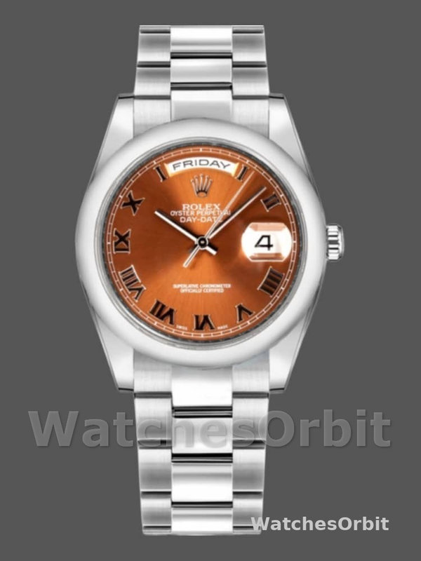 Rolex Day-Date 118209 White Gold Copper Brown Dial 36mm Unisex Replica Watch