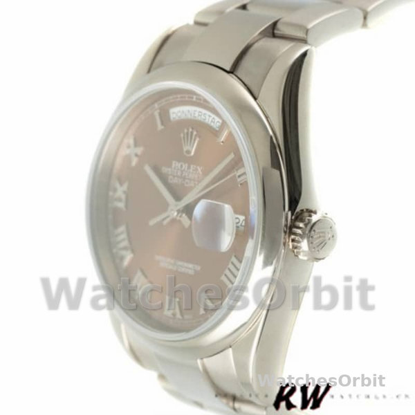 Rolex Day-Date 118209 White Gold Copper Brown Dial 36mm Unisex Replica Watch