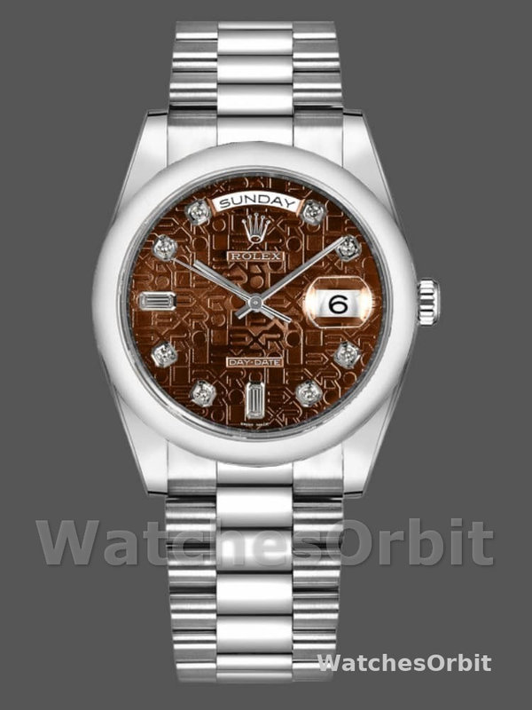Rolex Day-Date 118209 White Gold Jubilee Chocolate Brown Dial 36mm Unisex Replica Watch