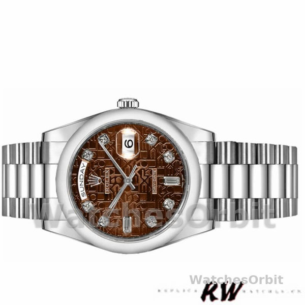 Rolex Day-Date 118209 White Gold Jubilee Chocolate Brown Dial 36mm Unisex Replica Watch