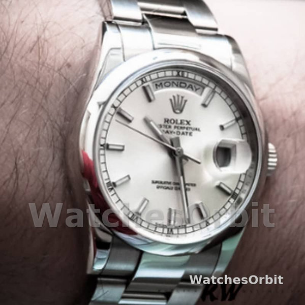 Rolex Day-Date 118209 White Gold Oyster Bracelet White Dial 36mm Unisex Replica Watch
