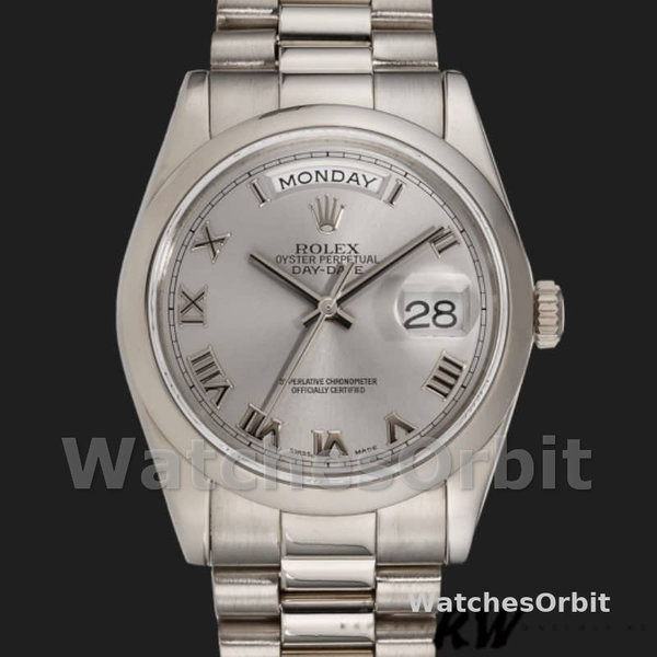 Rolex Day-Date 118209 White Gold Silver Dial Automatic 36mm Unisex Replica Watch
