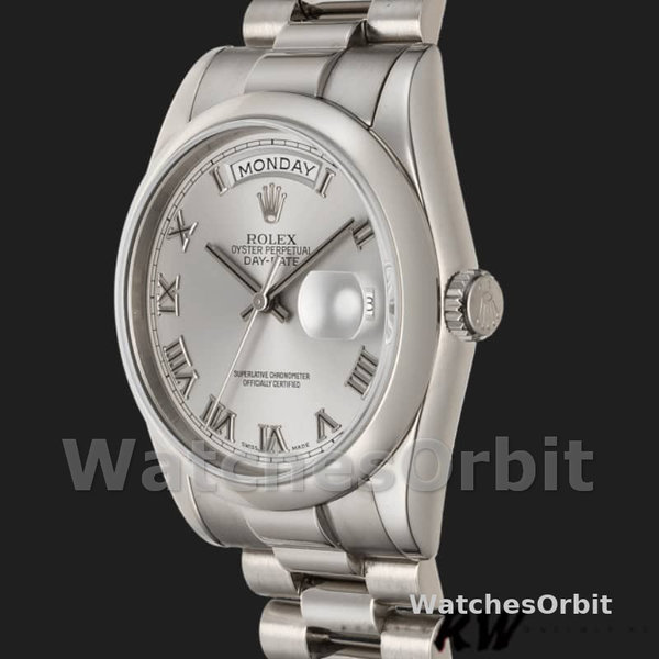 Rolex Day-Date 118209 White Gold Silver Dial Automatic 36mm Unisex Replica Watch