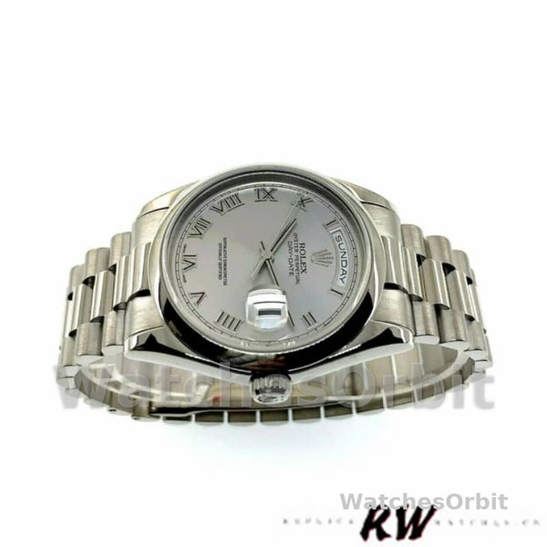 Rolex Day-Date 118209 White Gold Silver Dial Automatic 36mm Unisex Replica Watch