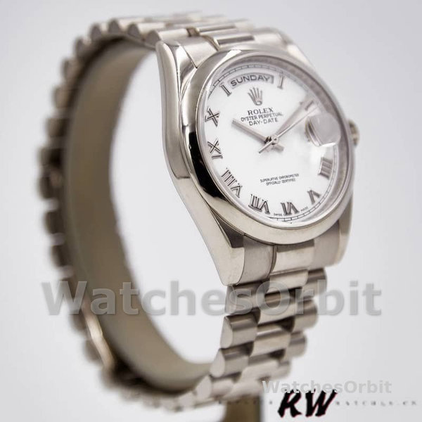 Rolex Day-Date 118209 White Gold White Dial 36mm Unisex Replica Watch
