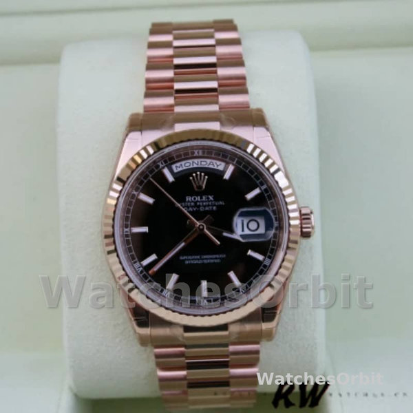 Rolex Day-Date 118235 Black Dial Rose Gold 36mm Unisex Replica Watch