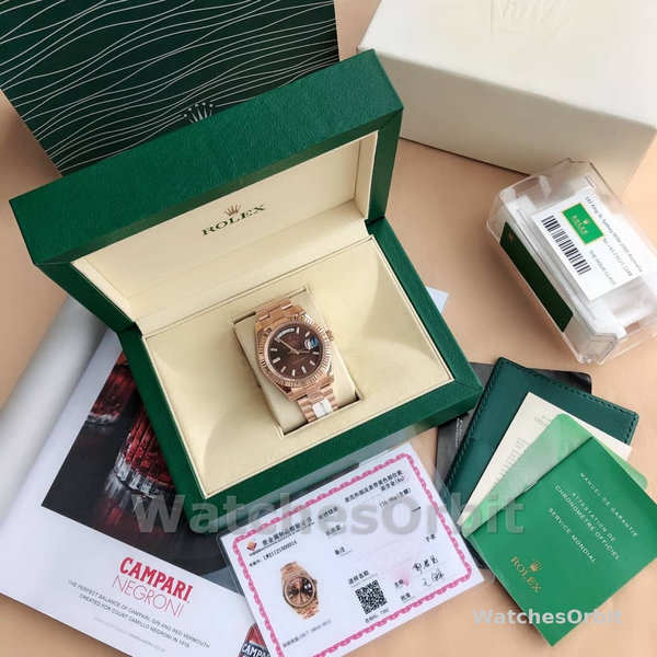 Rolex Day-Date 118235 Everose Gold Case Chocolate Dial 36mm Unisex Replica Watch