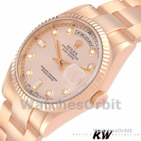 Rolex Day-Date 118235 Everose Gold Pink Diamond Dial 36mm Lady Replica Watch