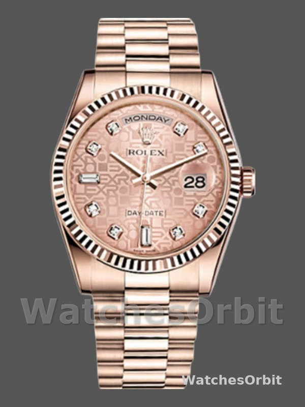 Rolex Day-Date 118235 Everose Gold Pink Jubilee dial 36mm Lady Replica Watch