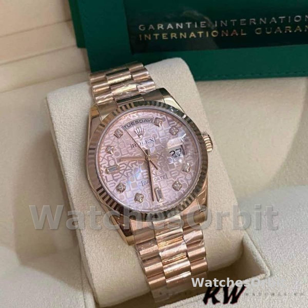 Rolex Day-Date 118235 Everose Gold Pink Jubilee dial 36mm Lady Replica Watch