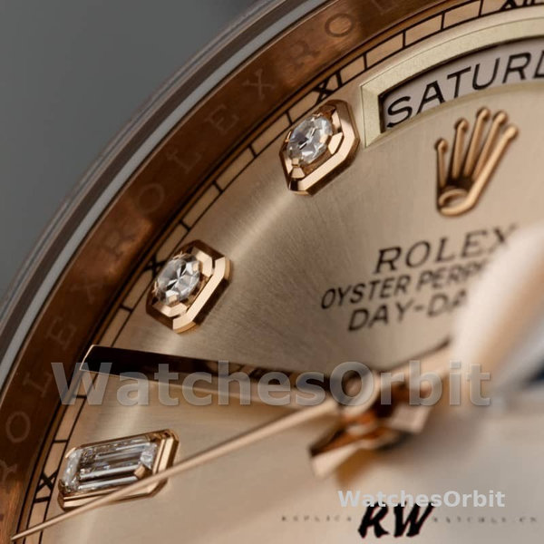 Rolex Day-Date 118235 Rose Gold Champagne Diamond Dial 36mm Unisex Replica Watch