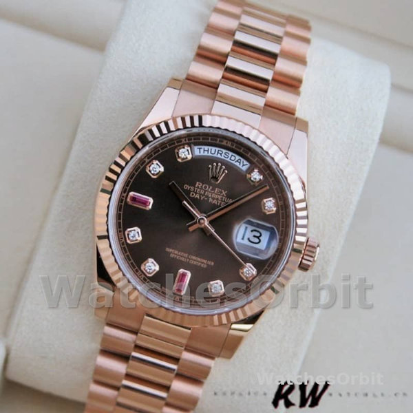 Rolex Day-Date 118235 Rose Gold Chocolate Brown Dial 36mm Unisex Replica Watch