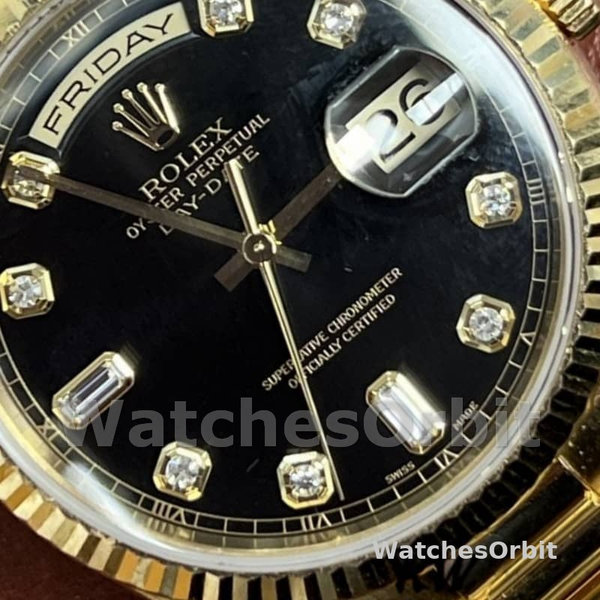 Rolex Day Date 118238 Black Diamond Dial 36mm Mens Replica Watch