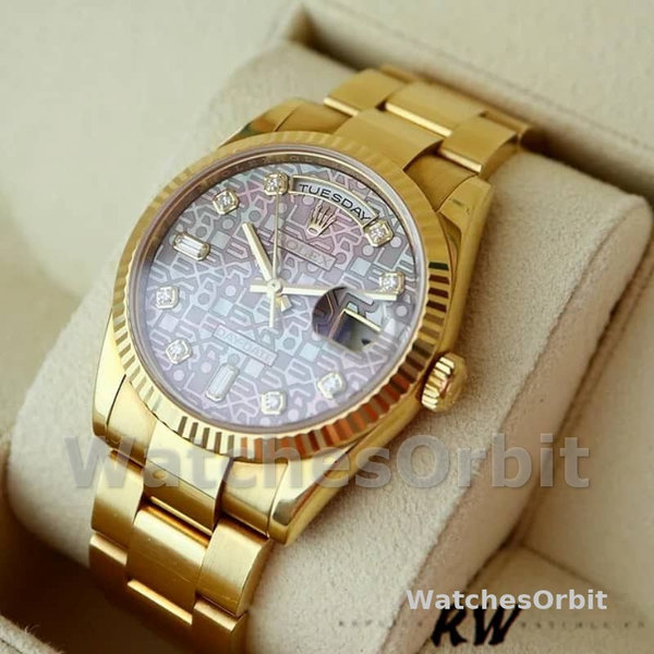Rolex Day-Date 118238 Black MOP Diamond Dial 36mm Unisex Replica Watch