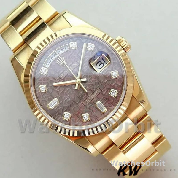 Rolex Day-Date 118238 Black MOP Diamond Dial 36mm Unisex Replica Watch