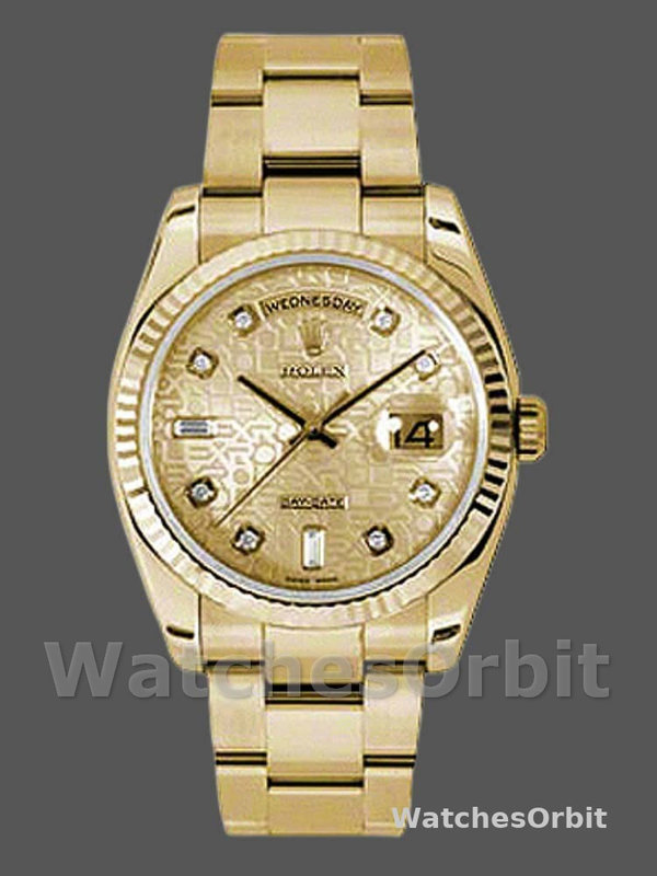 Rolex Day-Date 118238 Champagne Jubilee Diamond Dial 36mm Unisex Replica Watch