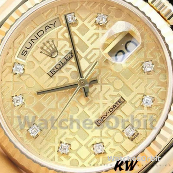 Rolex Day-Date 118238 Champagne Jubilee Diamond Dial 36mm Unisex Replica Watch