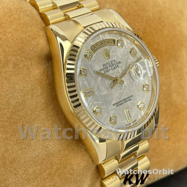 Rolex Day-Date 118238 Diamond Meteorite Dial 36mm Unisex Replica Watch