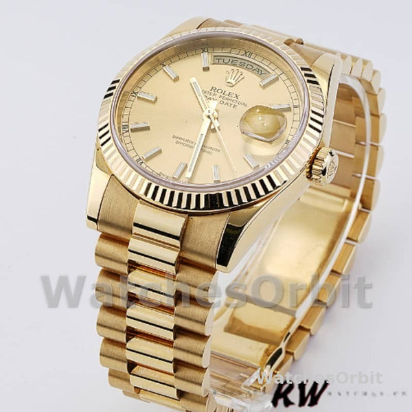 Rolex Day-Date 118238 Fluted Bezel Champagne Dial 36mm Unisex Replica Watch