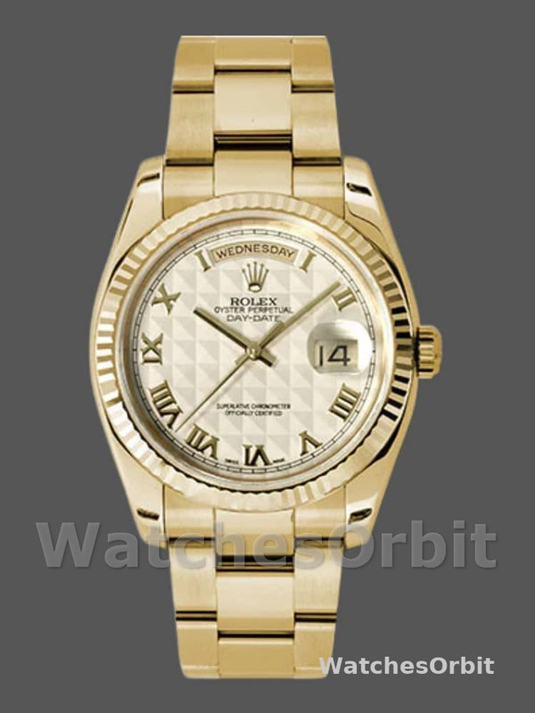 Rolex Day-Date 118238 Roman Numeral Pyramid Ivory Dial 36mm Unisex Replica Watch
