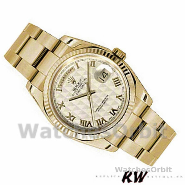 Rolex Day-Date 118238 Roman Numeral Pyramid Ivory Dial 36mm Unisex Replica Watch