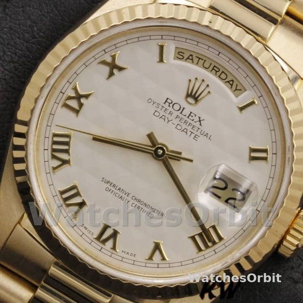 Rolex Day-Date 118238 Roman Numeral Pyramid Ivory Dial 36mm Unisex Replica Watch