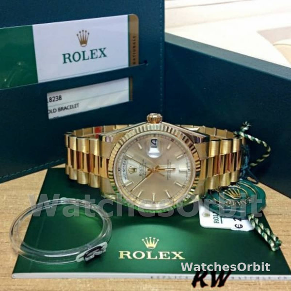 Rolex Day-Date 118238 Silver dial Fluted Bezel 36mm Unisex Replica Watch
