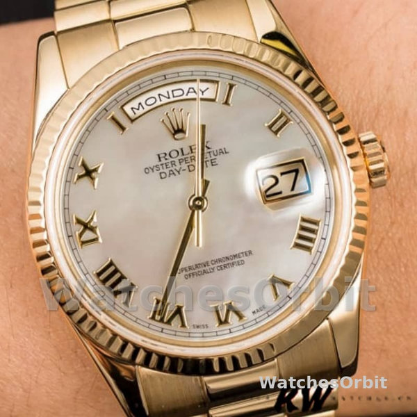 Rolex Day-Date 118238 White MOP Roman Dial 36mm Unisex Replica Watch