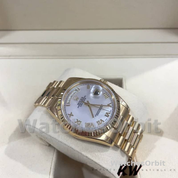 Rolex Day-Date 118238 White Mother of Pearl Roman Dial 36mm Unisex Replica Watch