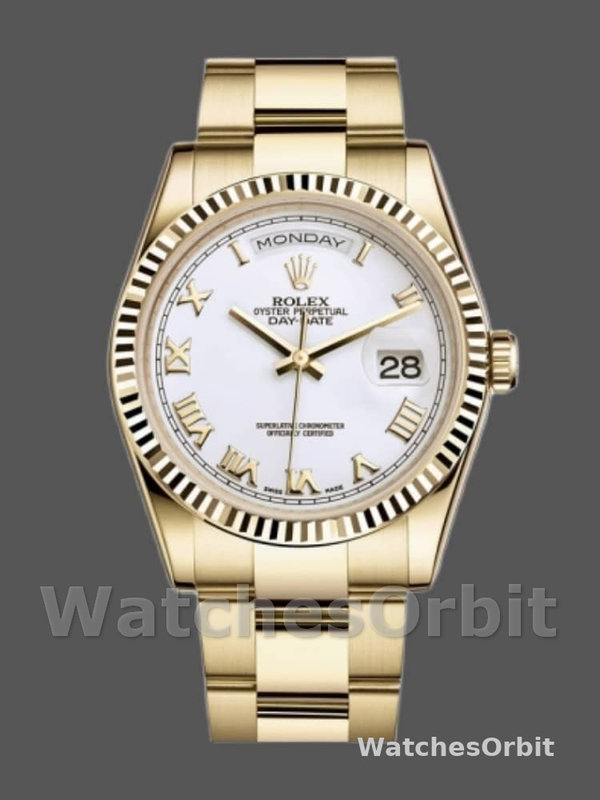 Rolex Day-Date 118238 White Roman numeral dial 36mm Unisex Replica Watch
