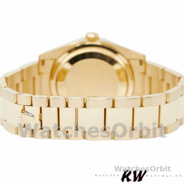 Rolex Day Date 118238 Yellow Gold Black Diamond Dial Fluted Bezel 36mm Mens Replica Watch