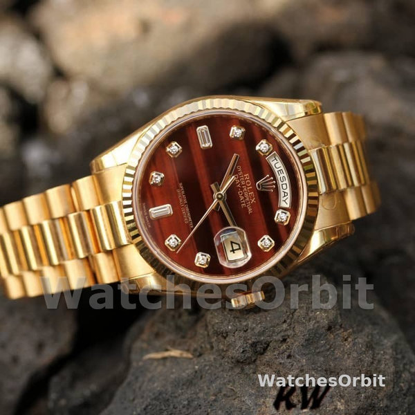Rolex Day-Date 118238 Yellow Gold Diamond Bulls Eye Dial 36mm Unisex Replica Watch