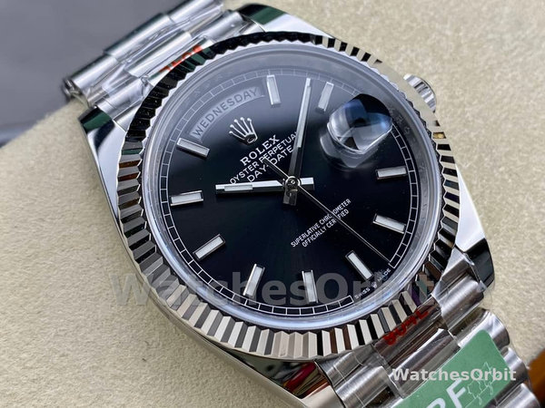 Rolex Day-Date 118239 Black Dial Fluted Bezel 36mm Unisex Replica Watch