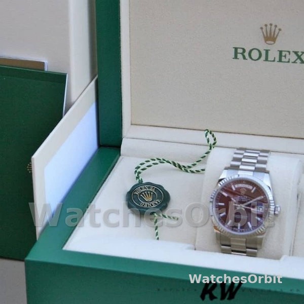 Rolex Day-Date 118239 Cherry Red Dial Fluted Bezel 36mm Lady Replica Watch