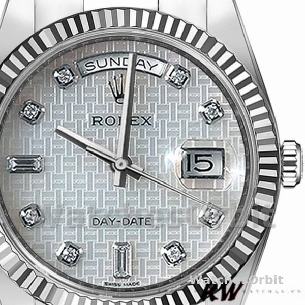 Rolex Day-Date 118239 Mother of Pearl White Dial Fluted Bezel 36mm Unisex Replica Watch