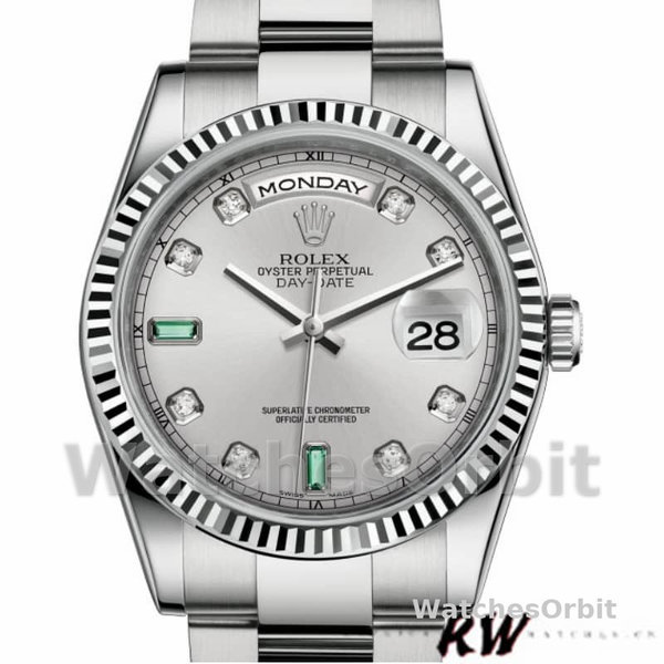 Rolex Day-Date 118239 Rhodium grey Dial white gold 36mm Unisex Replica Watch