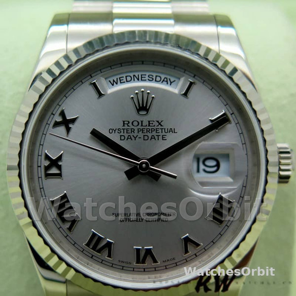 Rolex Day-Date 118239 Rhodium Roman Dial white gold 36mm Unisex Replica Watch