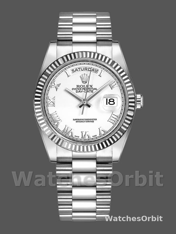 Rolex Day-Date 118239 Roman Numeral White Dial 36mm Unisex Replica Watch