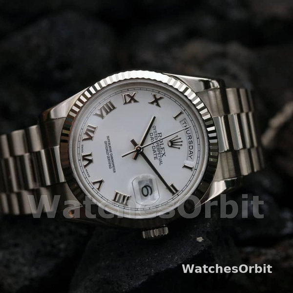 Rolex Day-Date 118239 Roman Numeral White Dial 36mm Unisex Replica Watch