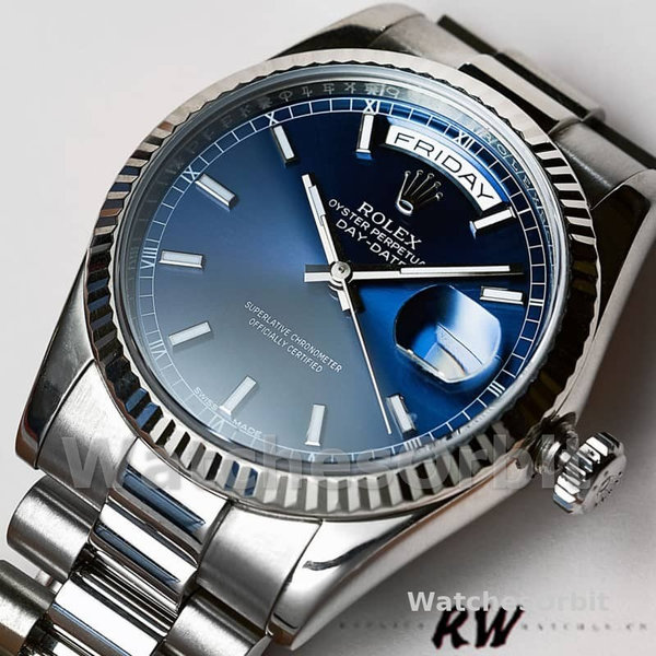 Rolex Day-Date 118239 White Gold Blue Dial 36mm Unisex Replica Watch