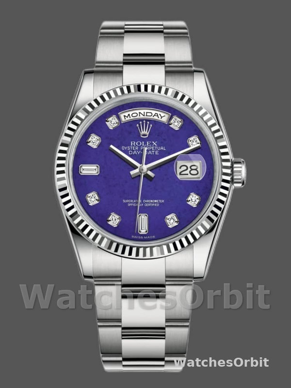 Rolex Day-Date 118239 White Gold Diamond Lapis Lazuli Blue Dial 36mm Unisex Replica Watch