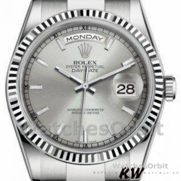 Rolex Day-Date 118239 White Gold Silver dial 36mm Unisex Replica Watch