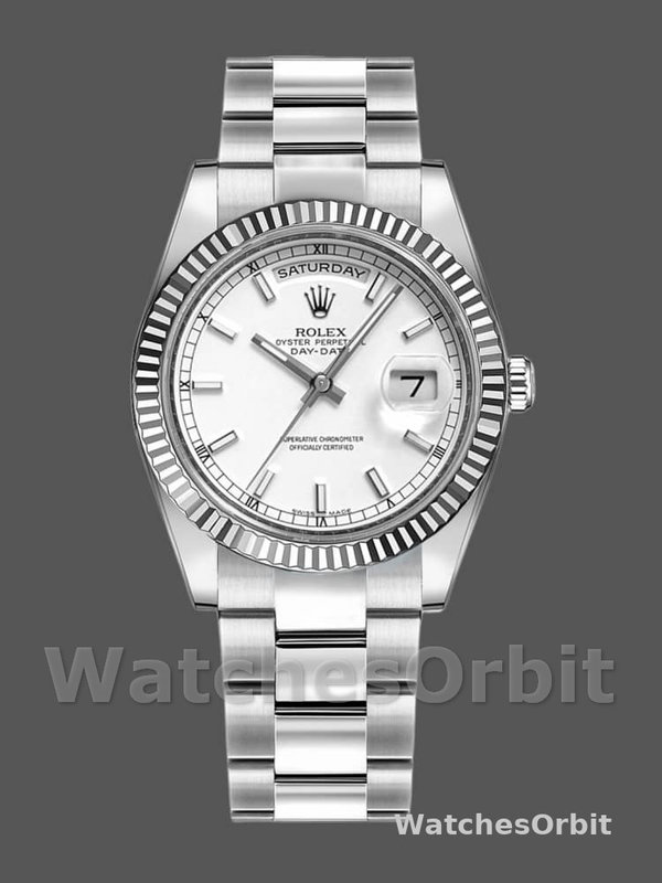 Rolex Day-Date 118239 White Gold White Dial 36mm Unisex Replica Watch