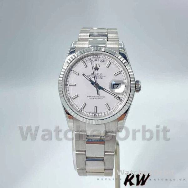 Rolex Day-Date 118239 White Gold White Dial 36mm Unisex Replica Watch