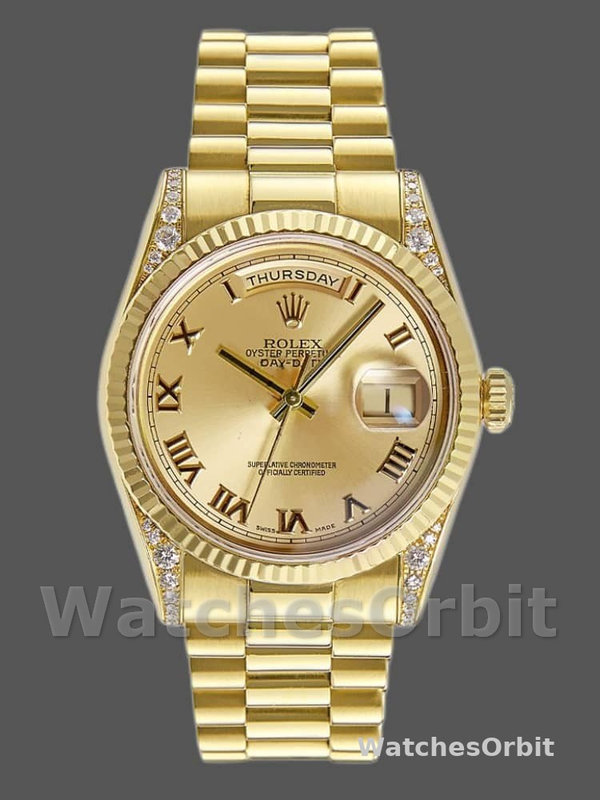 Rolex Day-Date 118338 Champagne Dial Roman Numerals 36mm Unisex Replica Watch