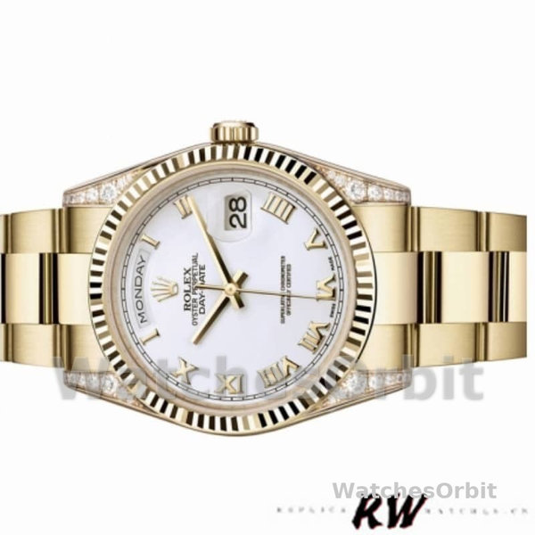 Rolex Day-Date 118338 White Roman Dial 36mm Unisex Replica Watch