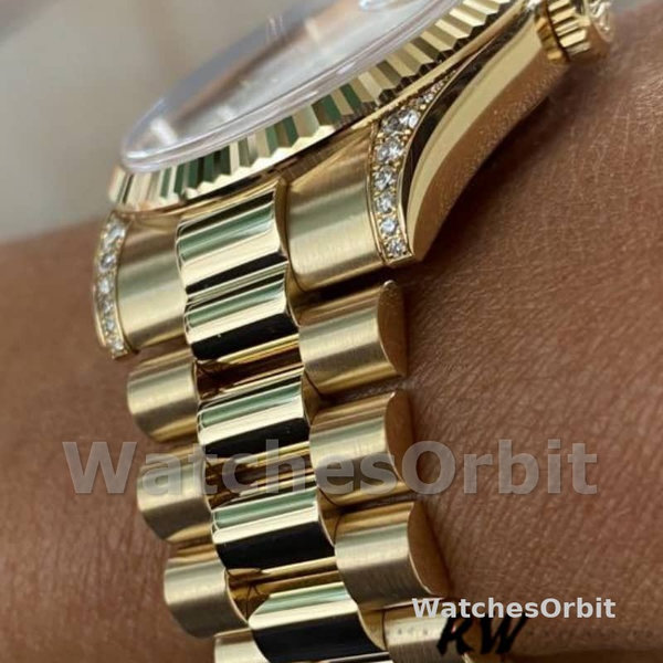Rolex Day-Date 118338 Yellow Gold Champagne Diamonds Dial 36mm Unisex Replica Watch