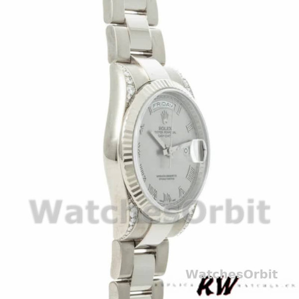 Rolex Day Date 118339 White Gold white Dial Fluted Bezel 36mm Unisex Replica Watch