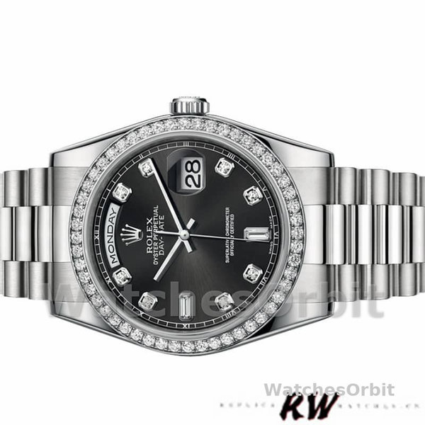 Rolex Day Date 118346 Black Diamonds Dial 36mm Unisex Replica Watch